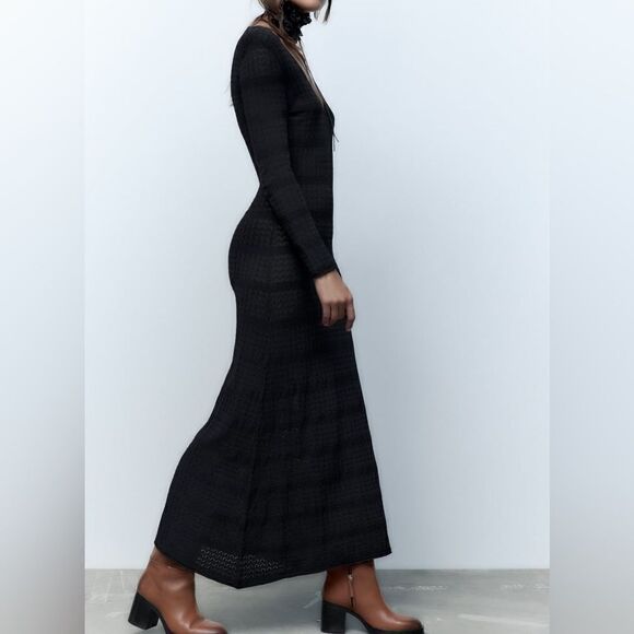 Zara Pointelle Knit Dress - Picture 7 of 10